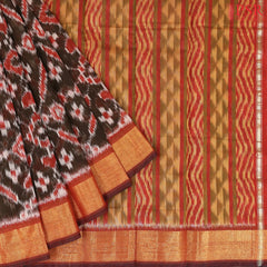 Dark Brown Semi Patola Silk Cotton Saree