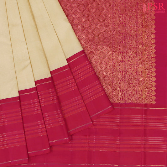 Cream Beige Kanchipuram Silk Saree