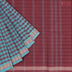 Surfer Blue & Burgundy Kanchi Cotton Saree