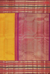 Amber Yellow Kanchipuram Silk Saree