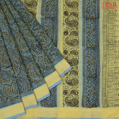 Blue Grey Mangalagiri Cotton Saree