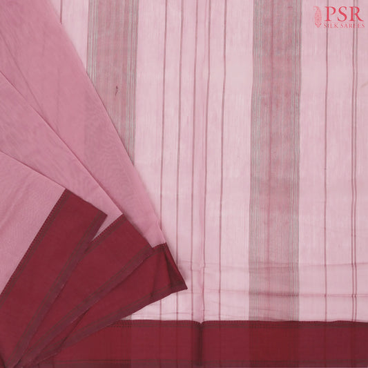 Light Maroon Maheshwari Silk Cotton Saree