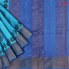 Bondi Blue Tussar Silk Saree