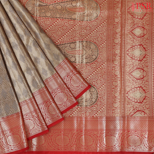 Olive Grey Tissue Art Silk Saree