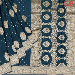 Dark Teal Blue Georgette Saree