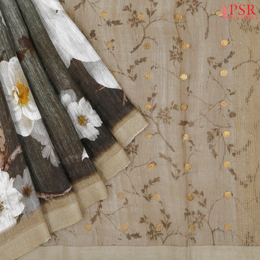 Grey & Taupe Kadhi Tussar Silk Saree