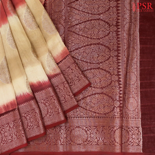 Tan & Maroon Chanderi Silk Cotton Saree