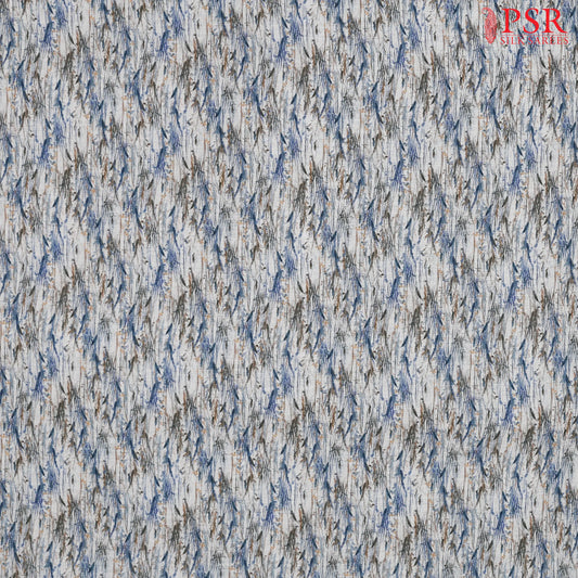 White Grey Linen Print Running Material