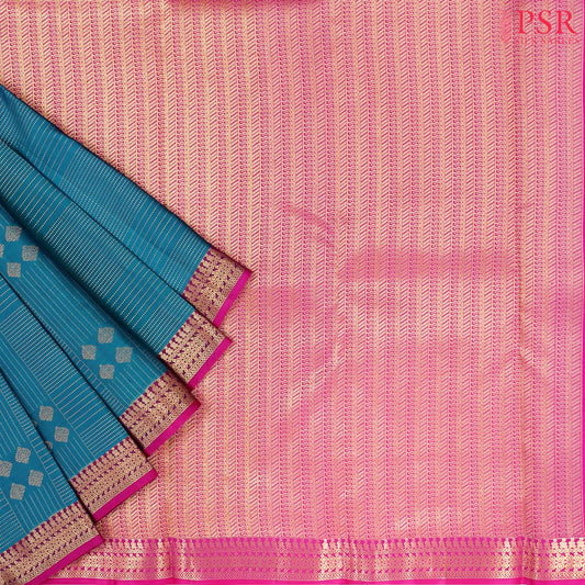 Peacock Blue Fancy Kanchipuram Silk Saree