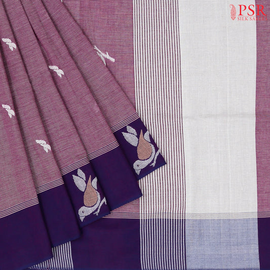 Chinese Violet Byloom Cotton Saree