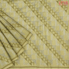 Olive Yellow Semi Tussar Embroidery Saree