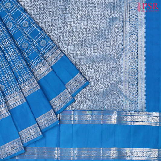 Azure Blue Fancy Kanchipuram Silk Saree