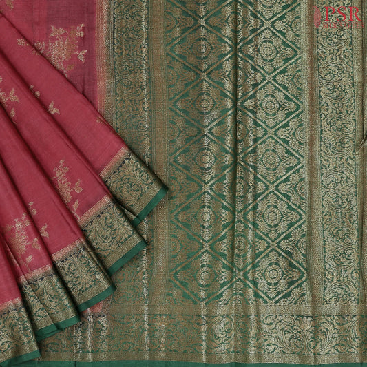 Maroon Banaras Tussar Silk Saree