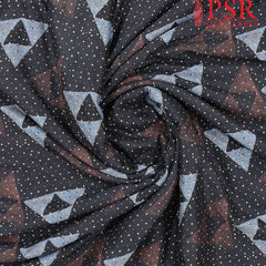 Shadow Black Semi Tassar Print Running Material