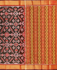 Dark Brown Semi Patola Silk Cotton Saree