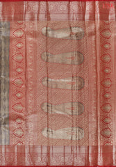 Olive Grey Tissue Art Silk Saree