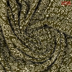 Olive Green Cotton Print Running Material
