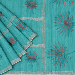Robin Egg Blue Kosa Embroidery Saree