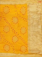 Amber Yellow Crushed Bandhini Saree