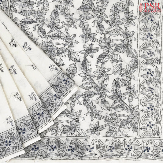 Off White Bengal Cotton Saree