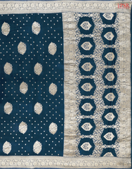 Dark Teal Blue Georgette Saree