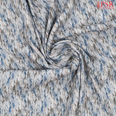 White Grey Linen Print Running Material