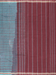 Surfer Blue & Burgundy Kanchi Cotton Saree