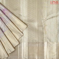 Light Beige Kanchipuram Jacquard Tissue Silk Saree
