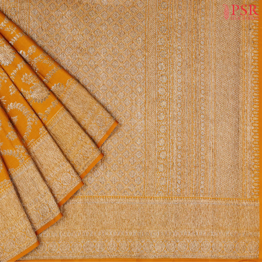 Dark Mustard Yellow Kanchipuram Jacquard Silk Saree
