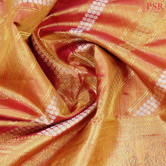 Golden Copper Kanchipuram Jacquard Tissue Silk Saree