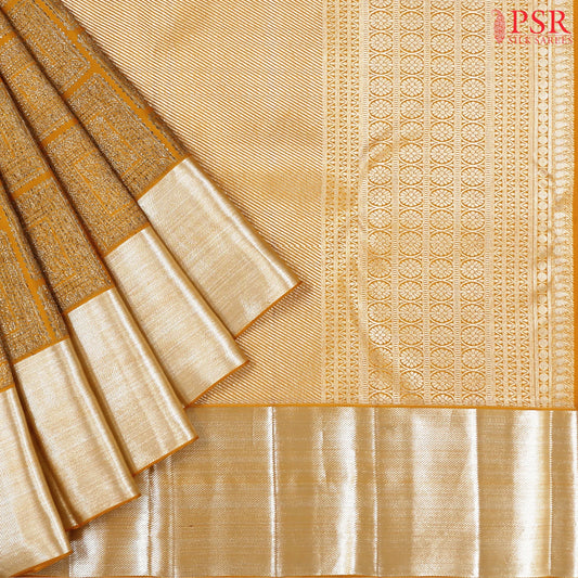 Mustard Yellow Kanchipuram Jacquard Silk Saree