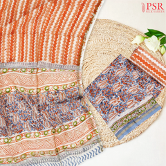 Dark Cloud Blue Chanderi Silk Cotton Dress Material