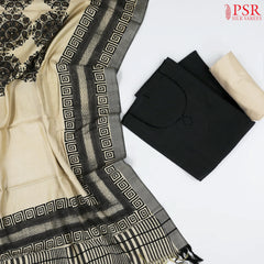 Black Semi Pashmina Dress Material