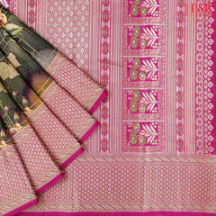 Jungle Green Kanchipuram Jacquard Tissue Silk Saree