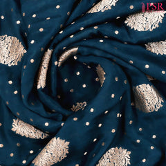 Dark Teal Blue Georgette Saree