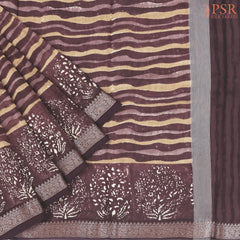 Dark Brown Chanderi Silk Cotton Saree