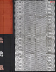 Copper Red & Black Kanchipuram Half & Half Silk Saree