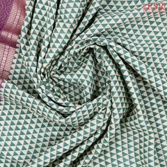 Light Beige & Dark Turquoise Assam Saree