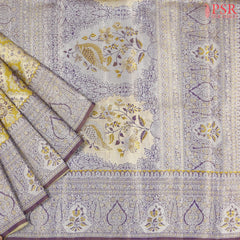 Olive Yellow Kanchipuram Jacquard Tissue Silk Saree