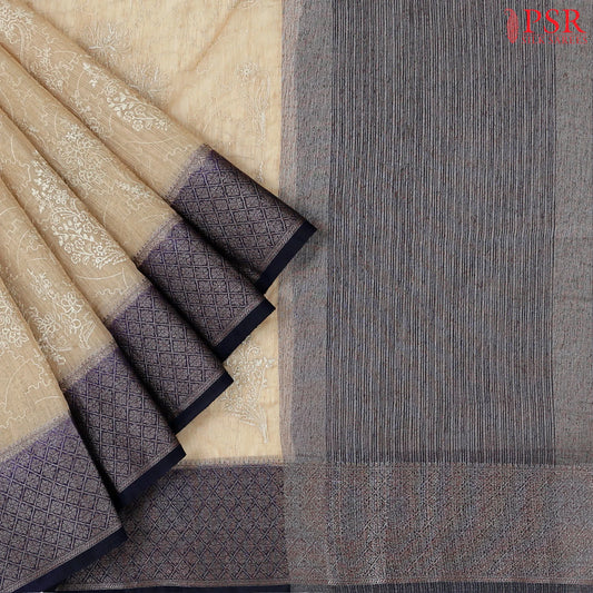Tussar Beige Bamboo Silk Sarees