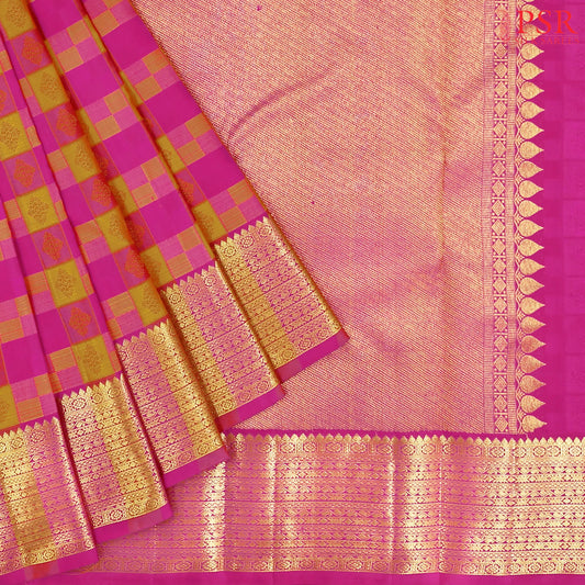 Magenta & Mustard Kanchipuram Silk Saree