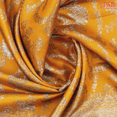 Dark Mustard Yellow Kanchipuram Jacquard Silk Saree