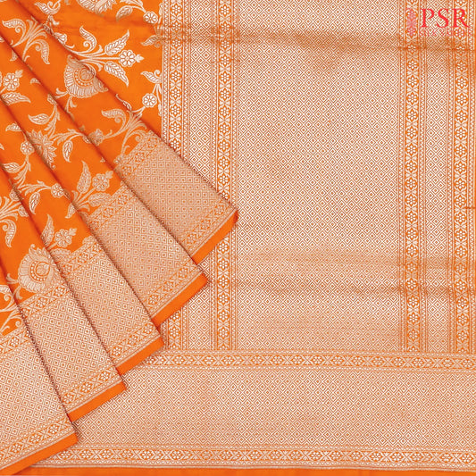 Saffron Banaras Silk Saree