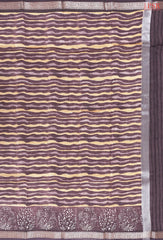Dark Brown Chanderi Silk Cotton Saree