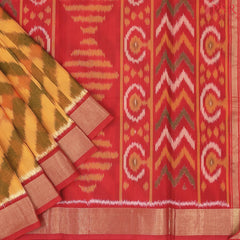 Mustard Yellow Patola Silk Cotton Saree