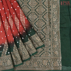 Antique Red Crushed Bandhini Saree