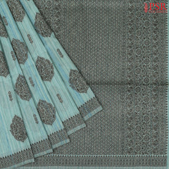 Turquoise Blue Semi Banaras Saree