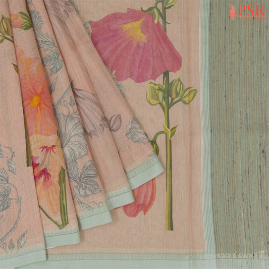 Peach Munga Silk Saree