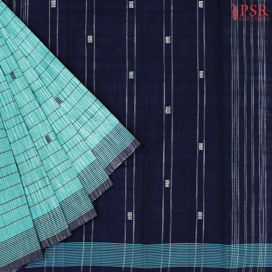 Turquoise Blue Kanchi Cotton Saree