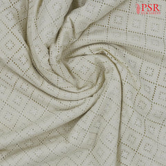 Cream White Hacoba Embroidery Running Material